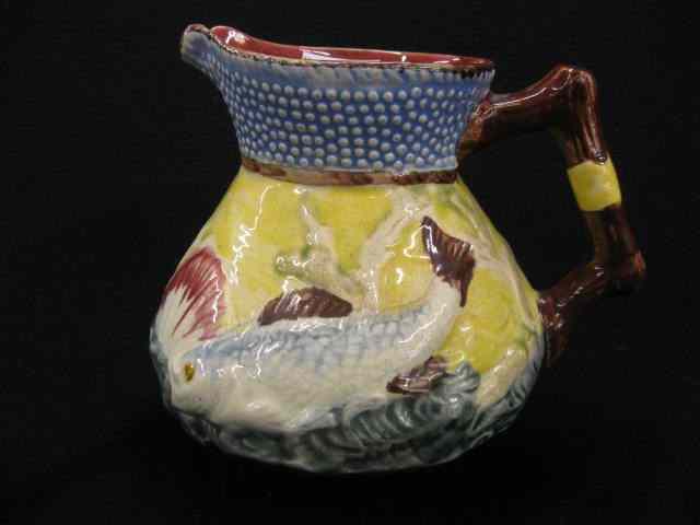 Appraisal: Majolica Pottery Pitcher fish shell coral designs by Shorter Sons