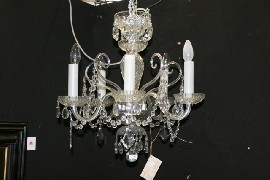 Appraisal: A Bohemian crystal five arm chandelier