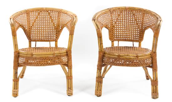 Appraisal: Sale Lot A Pair of Bamboo and Rattan Gondola Chairs