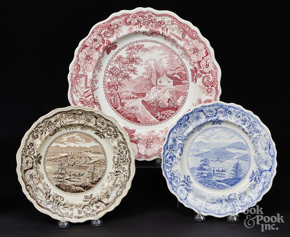 Appraisal: Three Historical Staffordshire plates Three Historical Staffordshire plates to include