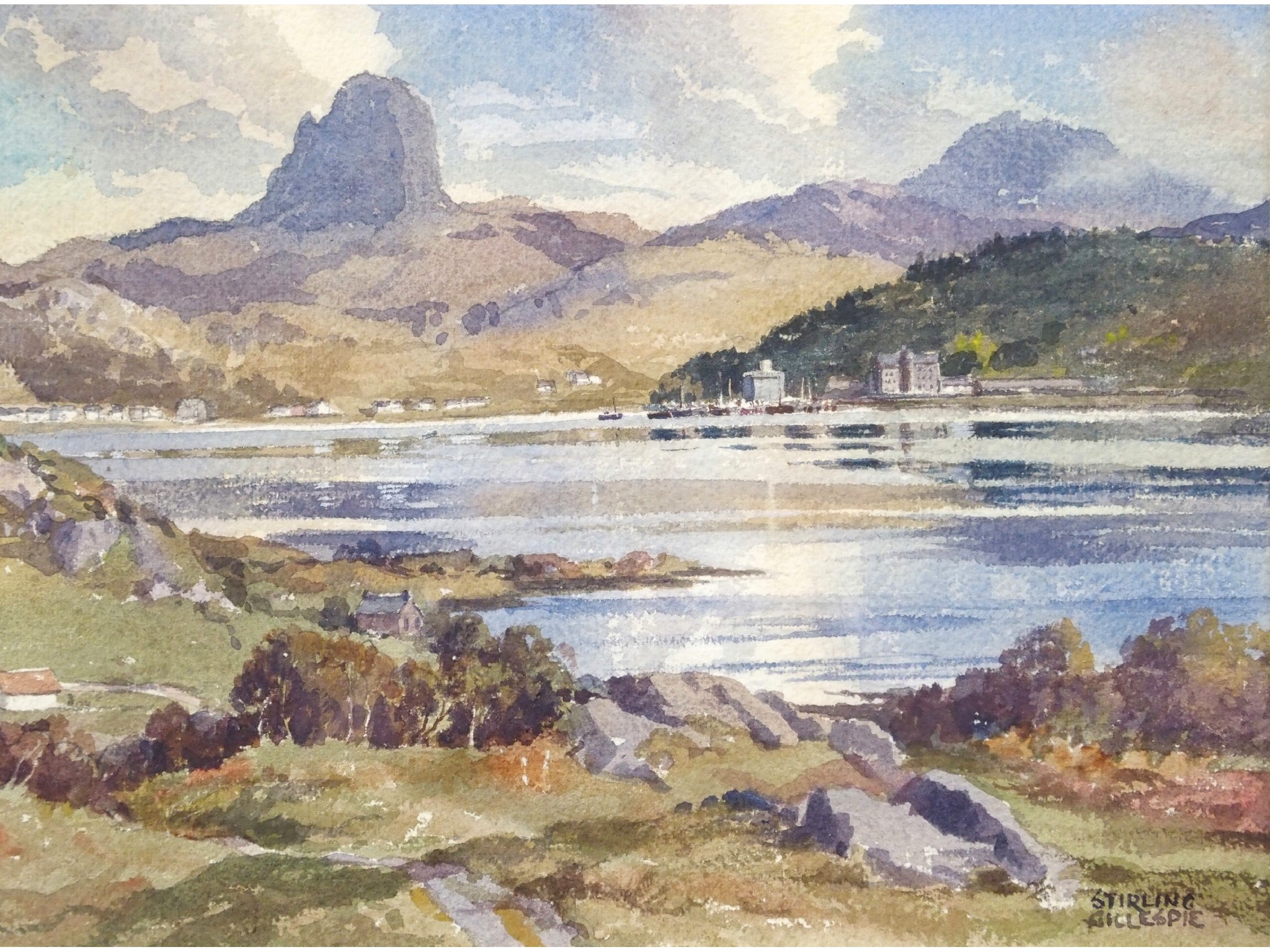 Appraisal: STIRLING GILLESPIE Scottish - LOCHINVER BAYWatercolour signed x cm x