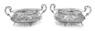 Appraisal: A Pair of German Silver Bonbon Dishes the openwork border