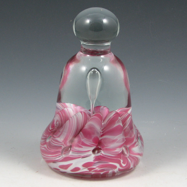 Appraisal: St Clair Pink White Bell Paperweight w Label St Clair