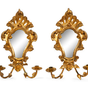 Appraisal: A Pair of Venetian Style Giltwood Girandole Mirrors Mid th