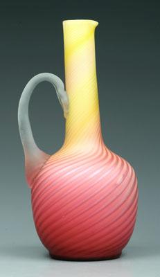 Appraisal: Satin glass swirl ewer red to yellow with frosted glass