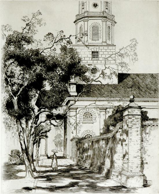 Appraisal: Alfred Hutty South Carolina - ST MICHAEL'S IN SUNLIGHT etching