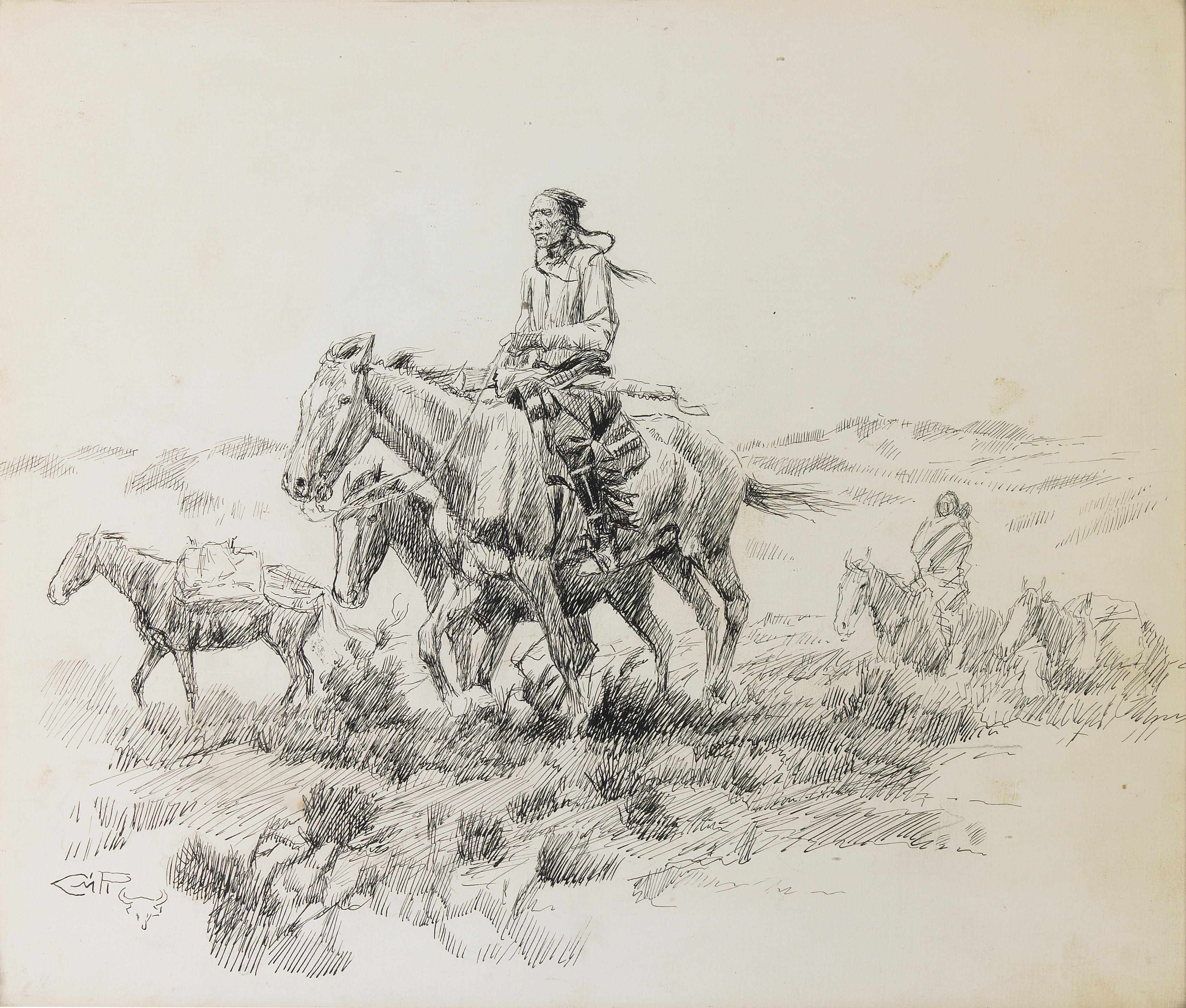 Appraisal: n a Charles Marion Russell American - Indian on horseback