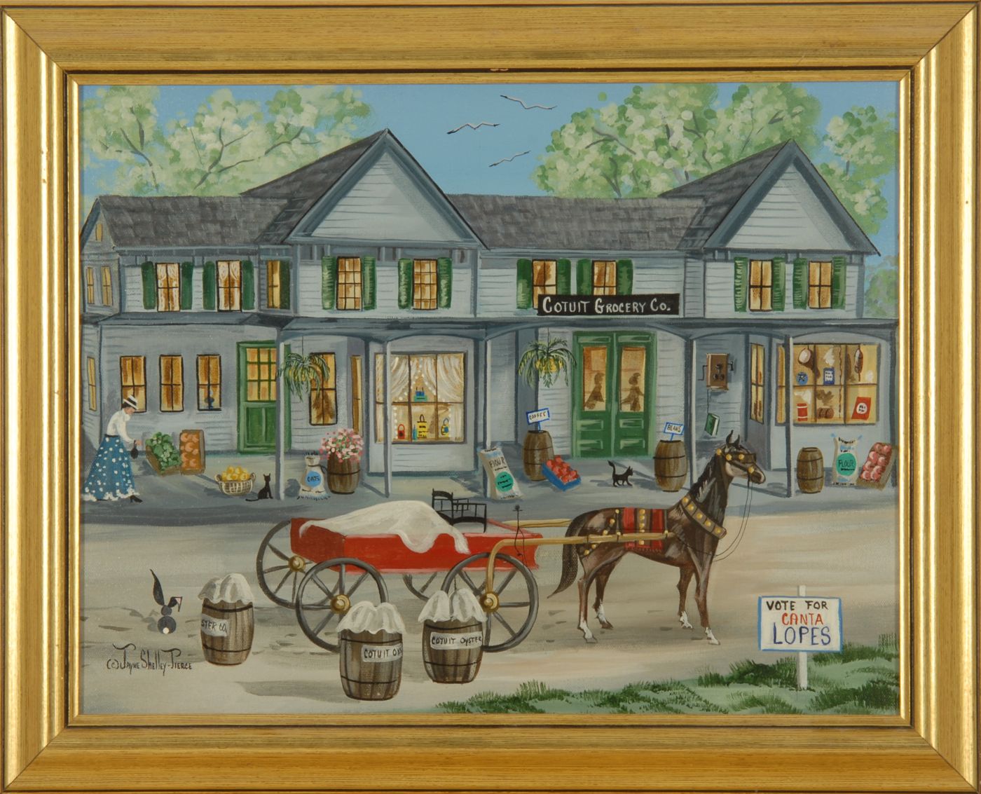 Appraisal: JAYNE SHELLEY-PIERCECape Cod ContemporaryCotuit Grocery Co Signed lower left Jayne