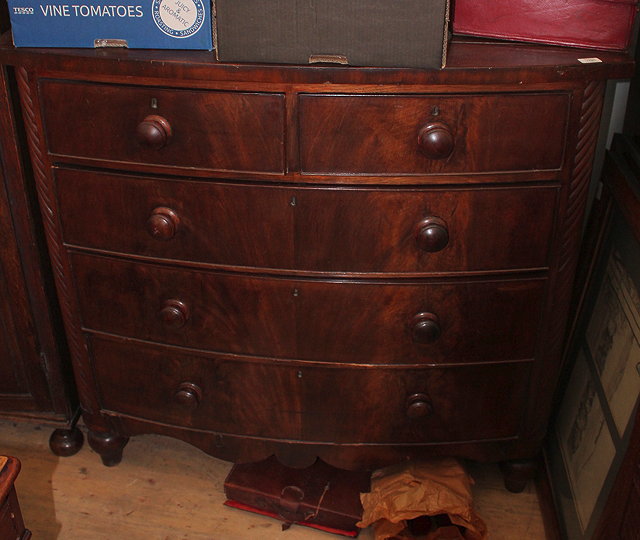 Appraisal: A VICTORIAN BOW FRONTED CHEST of two short and three