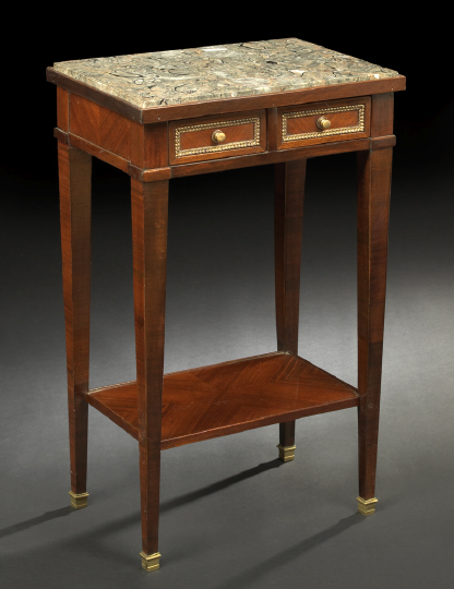 Appraisal: Louis XVI-Style Mahogany and Marble-Top Occasional Table early th century