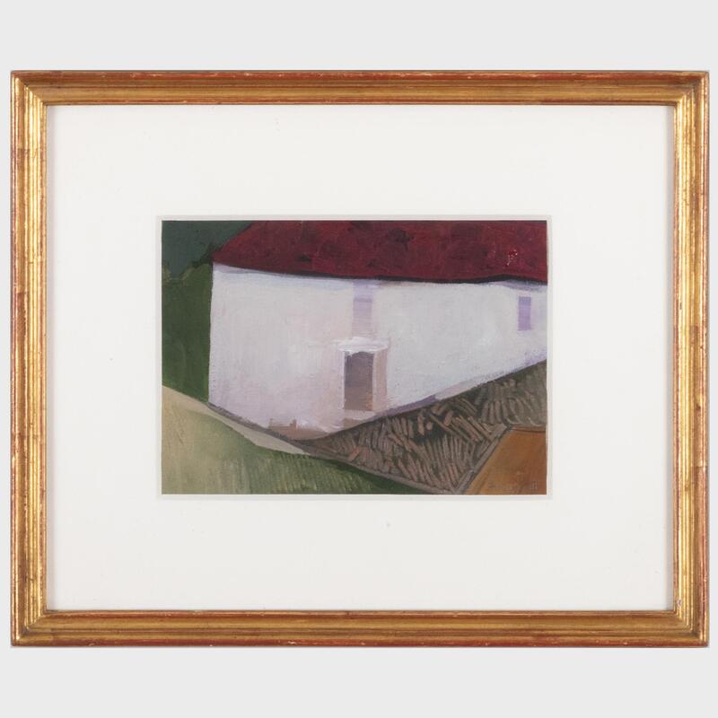 Appraisal: John Funt b House with Red Roof Oil on paper