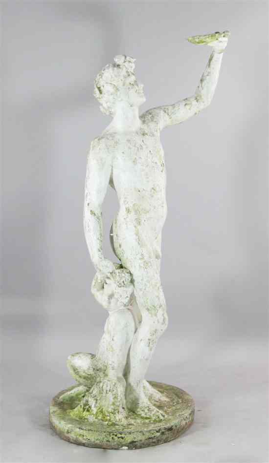 Appraisal: A th century white painted reconstitute stone Bacchanalian and cherub