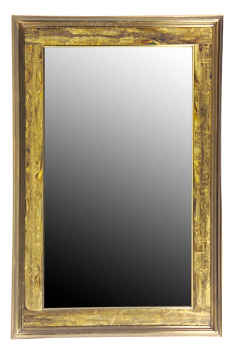 Appraisal: LAVERNE Wall-hanging mirror with abstract polychrome brass frame c s