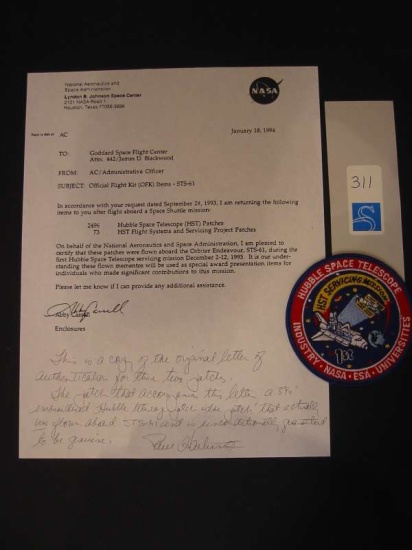 Appraisal: FLOWN STS Hubble Patch A -inch cloth patch designed for