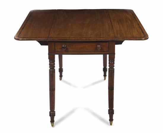 Appraisal: An American Mahogany Drop-Leaf Table the rectangular banded top with