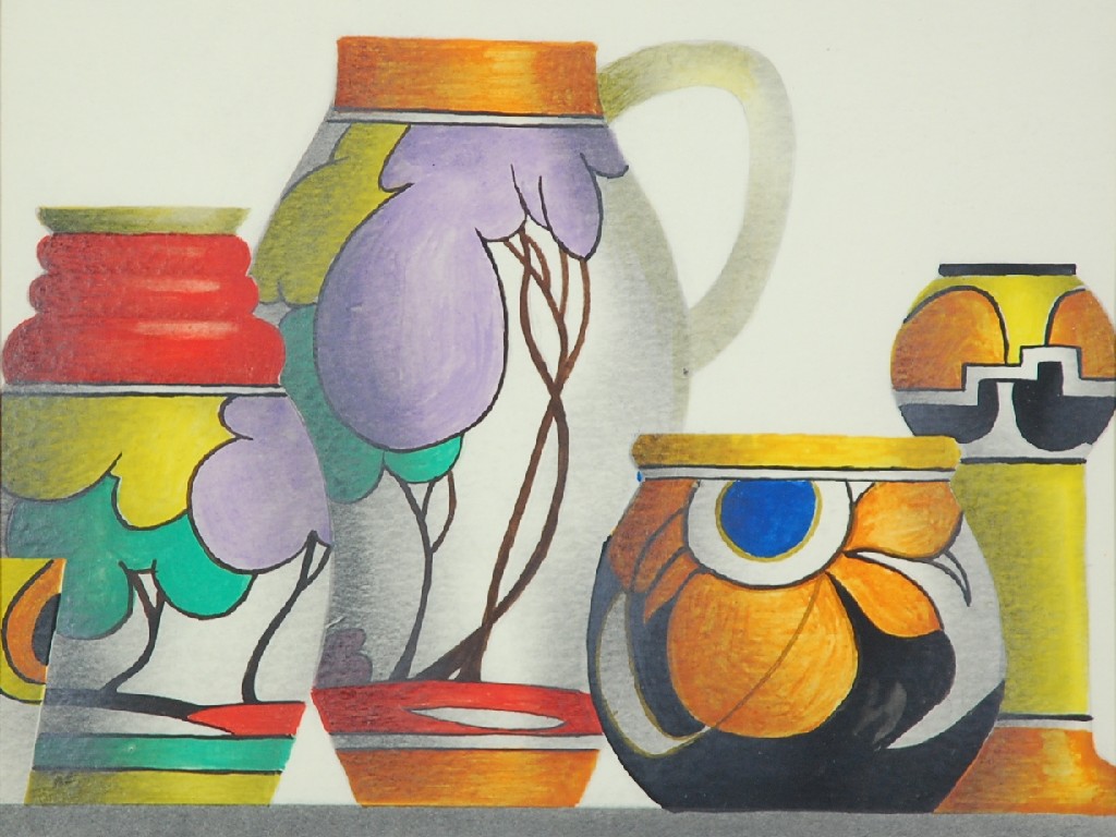 Appraisal: TREVOR GRIMSHAW - WATER COLOUR AND PENCIL DRAWING Still life