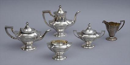 Appraisal: REED AND BARTON FIVE PIECE MONOGRAMMED SILVER TEA AND COFFEE