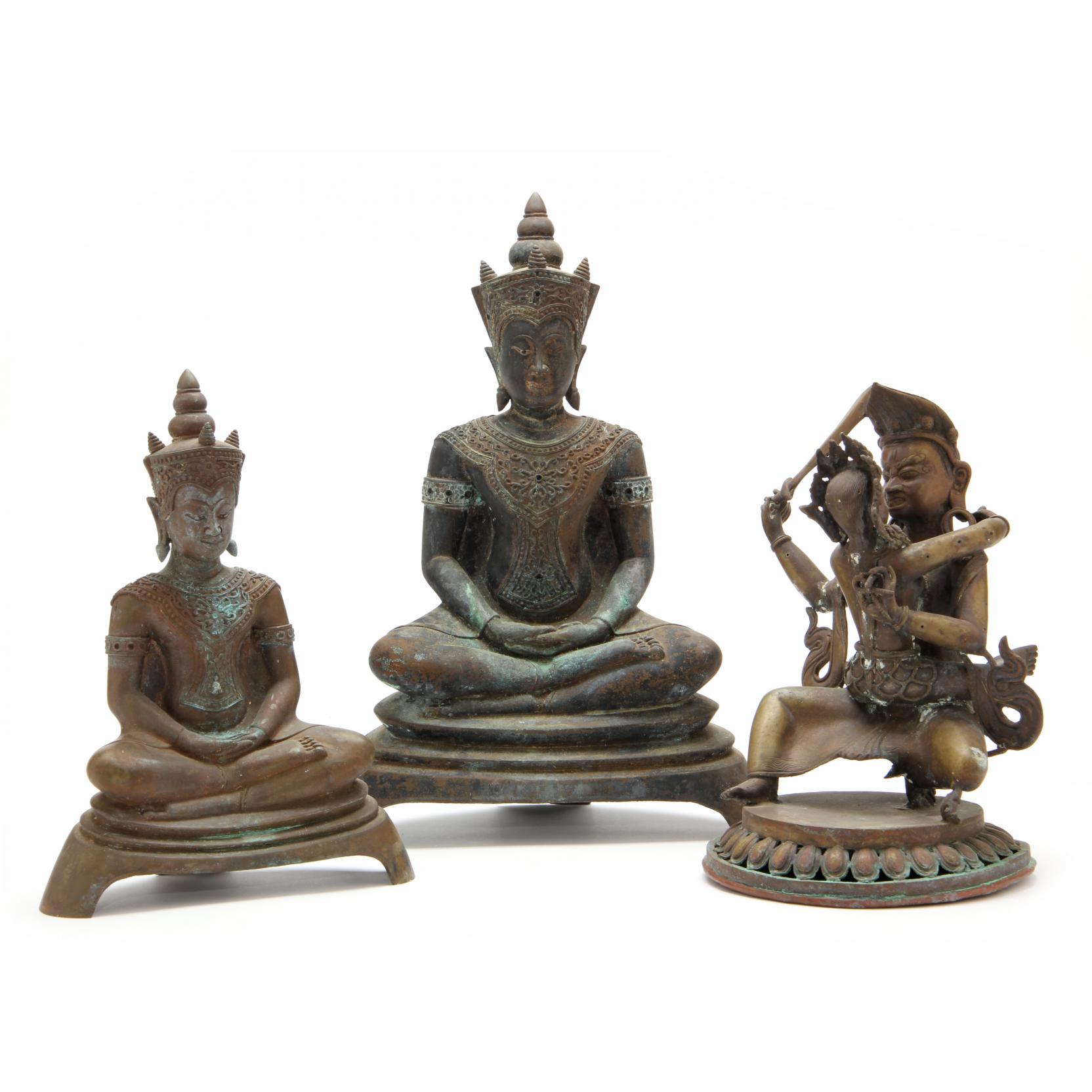 Appraisal: Three Southeast Asian Buddhist Cast Bronzes to include two seated