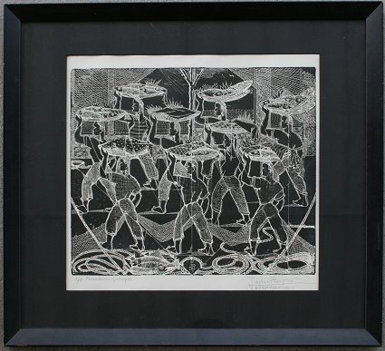 Appraisal: NESPEREIRA Julio Prieto Spanish - ''Pescadores Gallegos Etching '' x