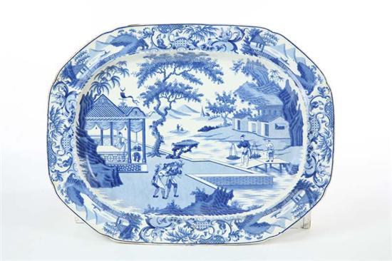 Appraisal: ORIENTAL PLATTER Porcelain with blue transfer of a village scene