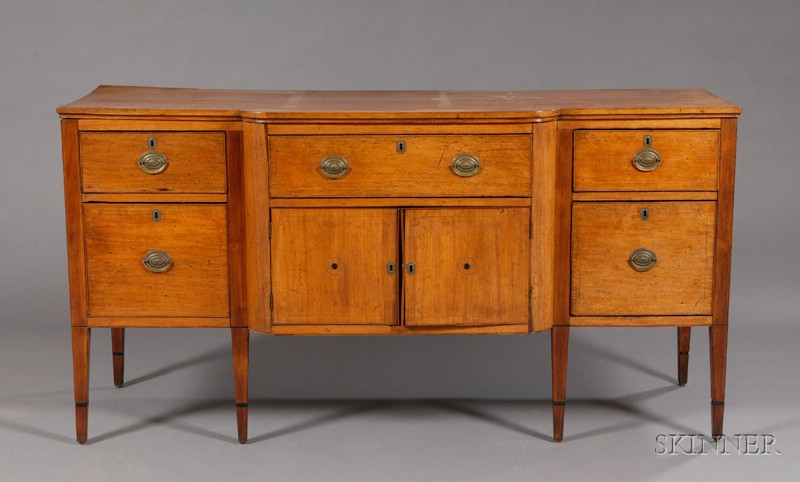 Appraisal: Federal Walnut Veneer and Cherry Inlaid Sideboard coastal North Carolina