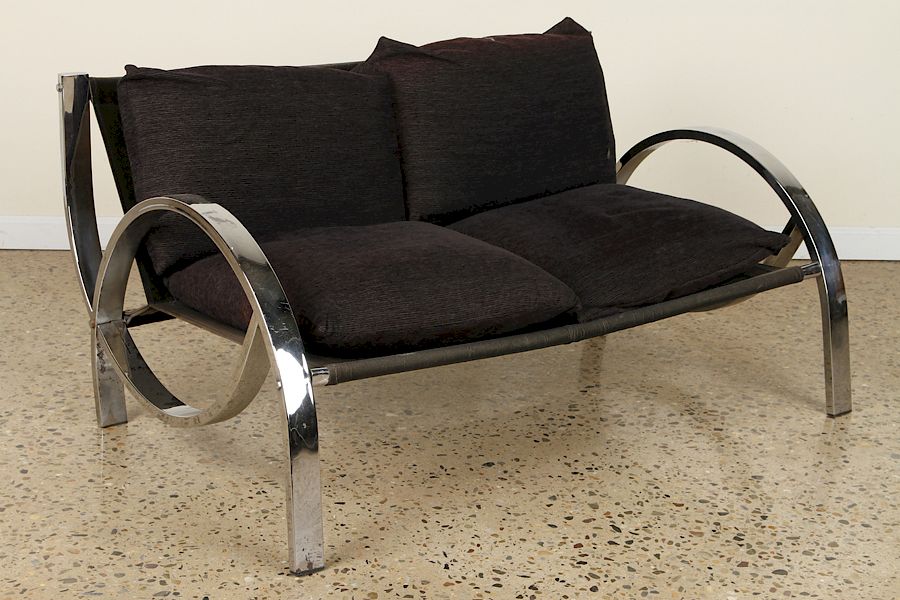 Appraisal: MID CENTURY MODERN CHROME SETTEE C A mid century modern