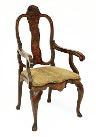 Appraisal: A TH CENTURY DUTCH MAHOGANY AND MARQUETRY INLAID ARMCHAIR The