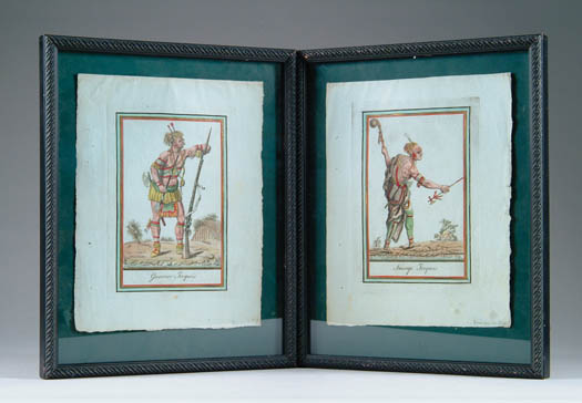 Appraisal: J LAROQUE French th Century TWO IROQUOIS INDIAN PRINTS Each