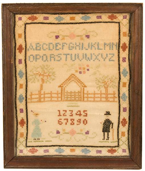 Appraisal: An American needlepoint sampler framed and glazed framed dimensions x