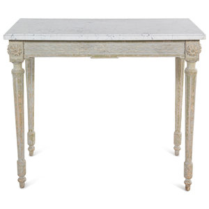 Appraisal: A Louis XVI Style Painted Marble-Top Table th Century Height