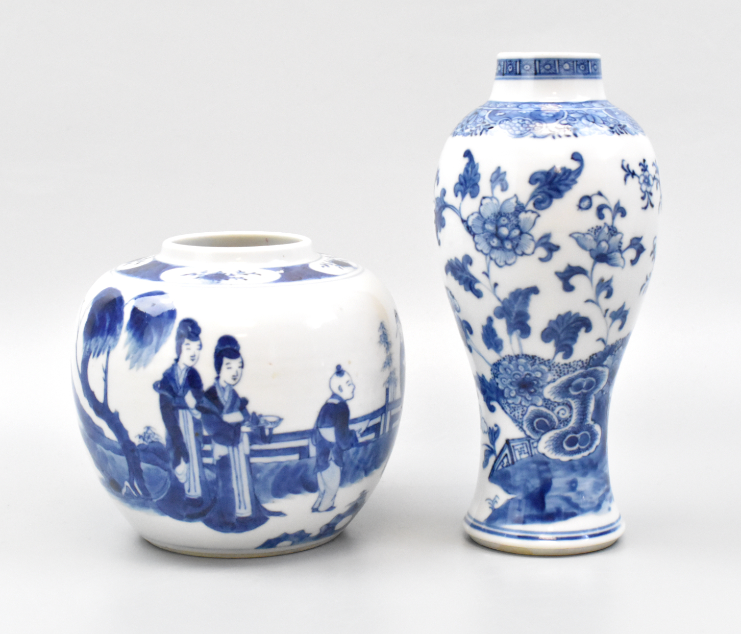 Appraisal: A Chinese blue and white vase and jar dated to