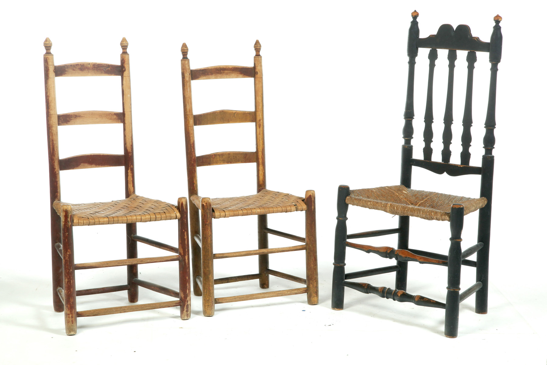 Appraisal: THREE AMERICAN CHAIRS Eighteenth- th century mixed woods including maple