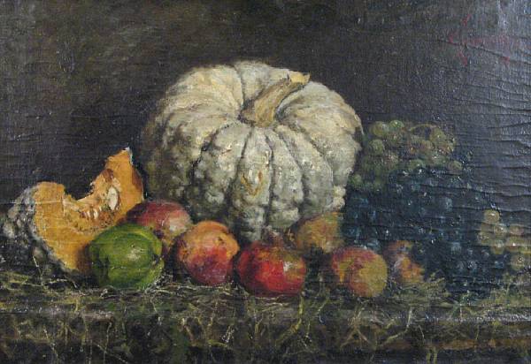 Appraisal: Grocicchia th century A still life with gourds and fruits