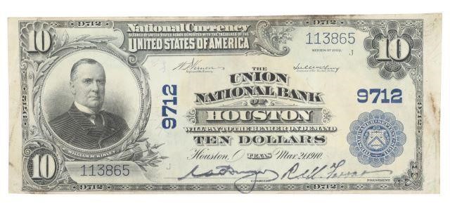 Appraisal: U S National Currency blue seal plain back note depicting