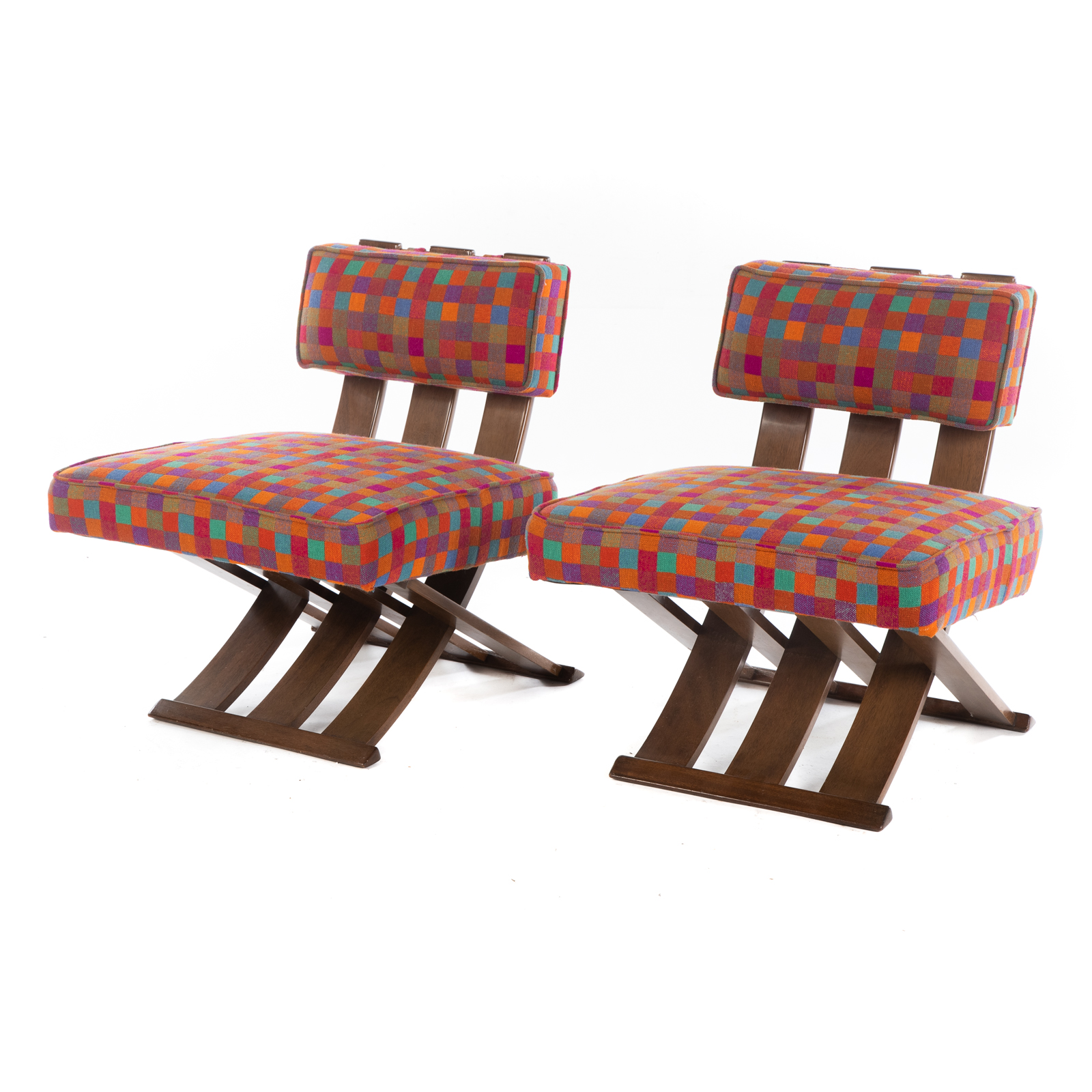 Appraisal: A PAIR OF HARVEY PROBBER SCISSOR CAMPAIGN CHAIRS Circa mahogany