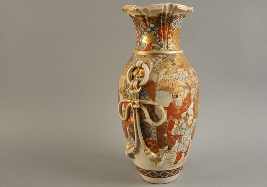 Appraisal: An Early Satsuma Vase having a drawstring bag rim ring