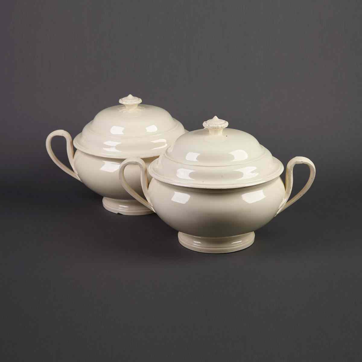 Appraisal: Pair of Leeds Creamware Covered Soup Tureens c height cm