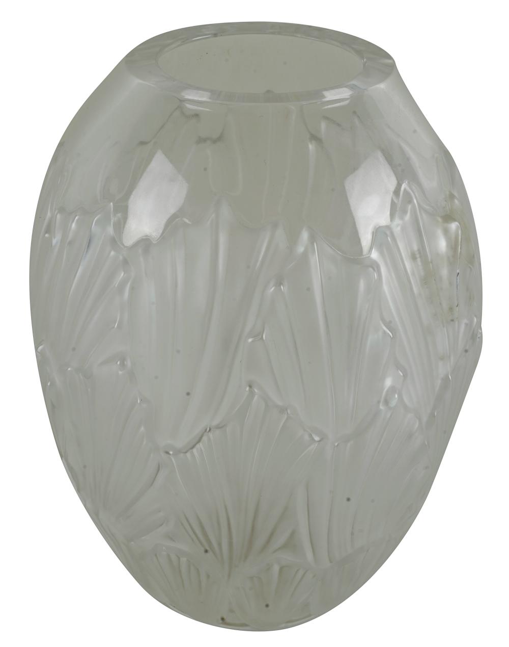 Appraisal: LALIQUE MOLDED GLASS VASEsigned Lalique France Condition with added felt