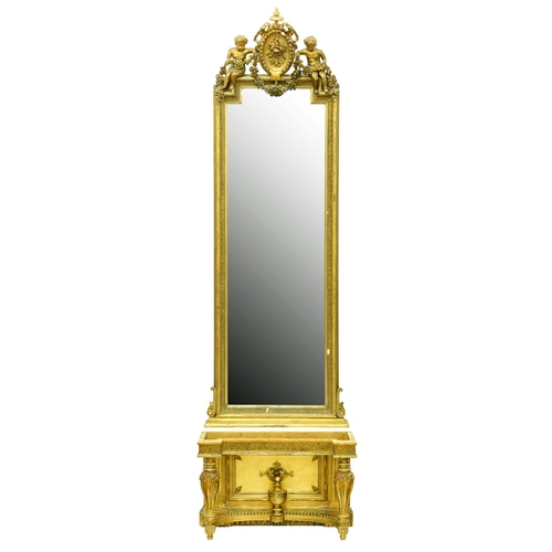 Appraisal: A Victorian giltwood and composition pier mirror the arched carvetto