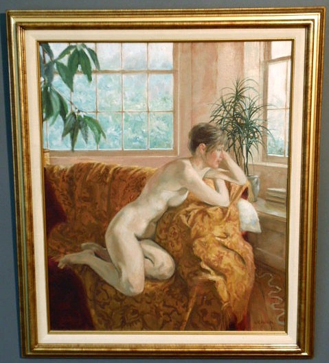 Appraisal: Oil on canvas painting of a female nude signed G