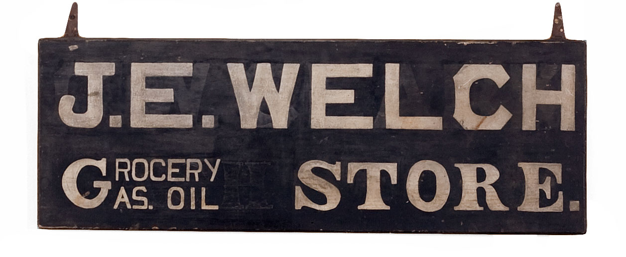 Appraisal: J E WELCH GROCERY STORE PAINTED TRADE SIGN TUFTONBORO CORNER