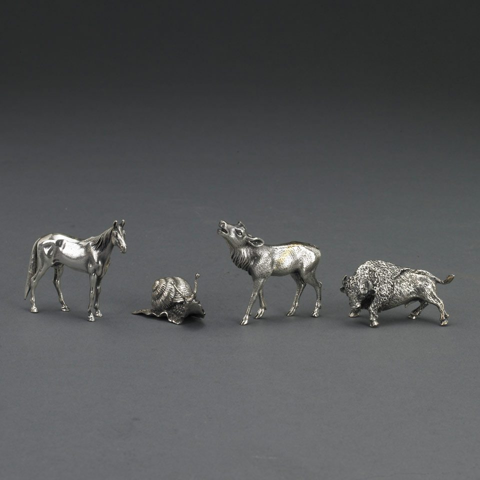 Appraisal: Group of Sixteen German Silver Miniature Animals Gebr K hn