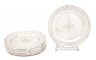 Appraisal: A Set of Twelve American Silver Bread Plates each engraved