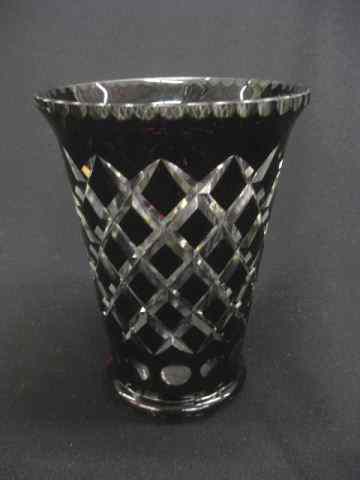 Appraisal: Ruby Cut-to-Clear Vase diamond coinspot decor '' excellent