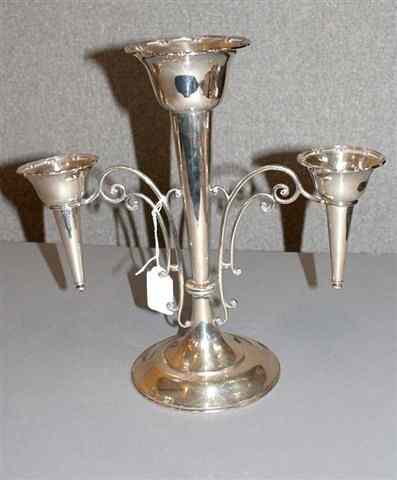 Appraisal: A SILVER EPERGNE VASE with central column scrolled edge and