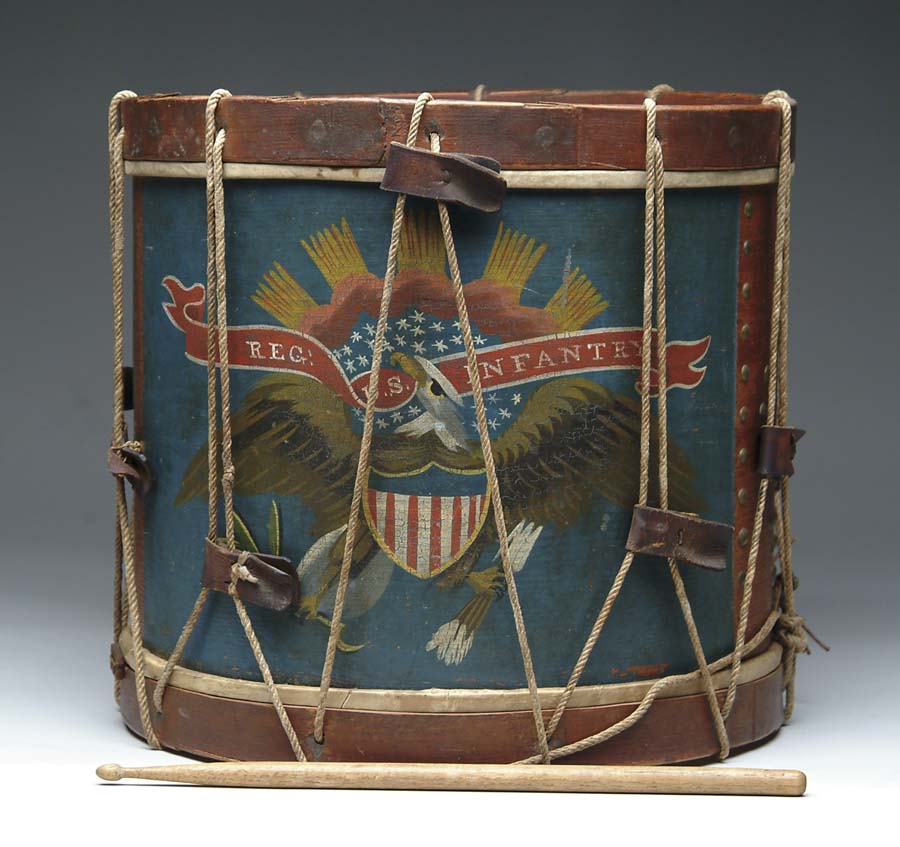 Appraisal: CIVIL WAR REGULATION REGIMENTAL EAGLE DRUM - tall with -