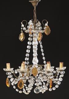 Appraisal: French Brass Six Light Louis XV Style Chandelier c hung