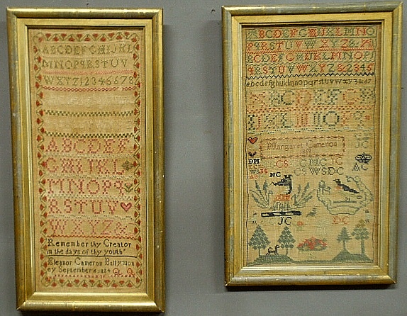 Appraisal: - Two needlework samplers- one wrought by Eleanor Cameron Ballymoney