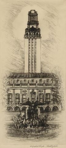 Appraisal: Framed etching on paper University of Texas Main Building and