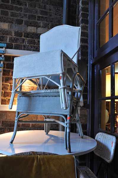 Appraisal: A PAIR OF VINTAGE GREY AND WHITE CANE CHAIRS